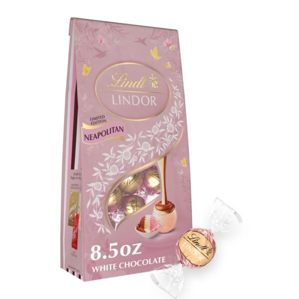 Lindt LINDOR Neapolitan White Chocolate Easter Candy Truffles Bag