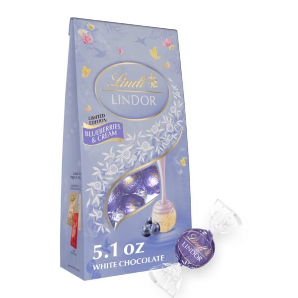 Lindt LINDOR Blueberries & Cream White Chocolate Easter Candy Truffles Bag