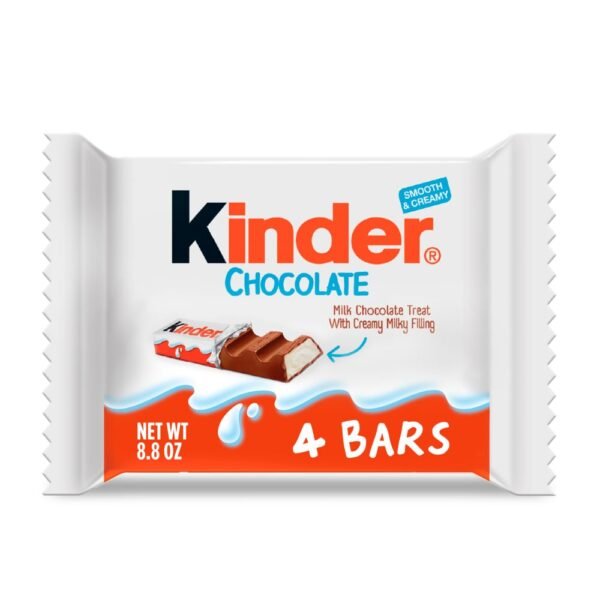 Kinder Chocolate, 4 Bars, Milk Chocolate Bar with Creamy Milky Filling, 1.8 oz Total