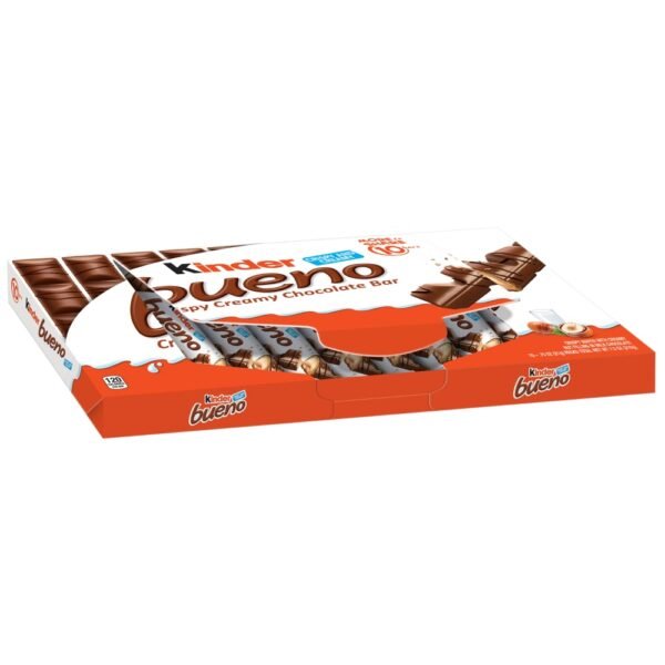 Kinder Bueno Milk Chocolate and Hazelnut Cream, 10 Individually Wrapped Chocolate Bars, 7.5 oz