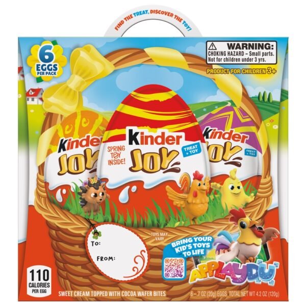 Kinder Joy Easter Eggs with Toy Inside, for Easter Egg Hunts, 6 Eggs, 0.7 oz each