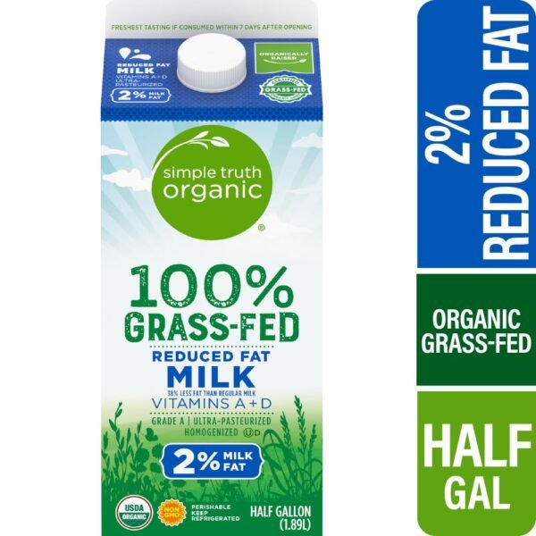 Simple Truth Organic® 100% Grassfed 2% Reduced Fat Milk Half Gallon
