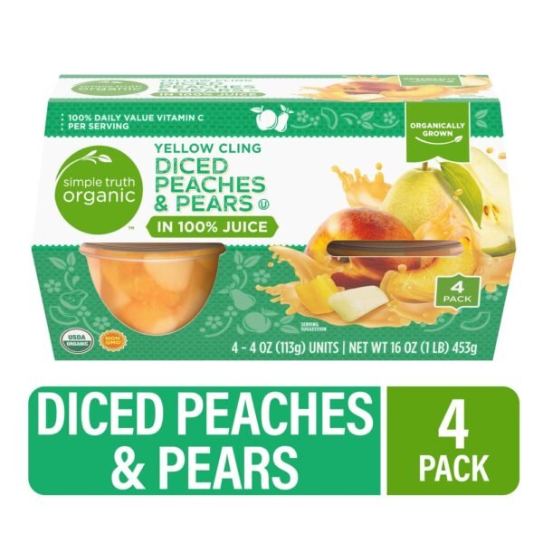 Simple Truth® Yellow Cling Diced Peaches & Pear Cups