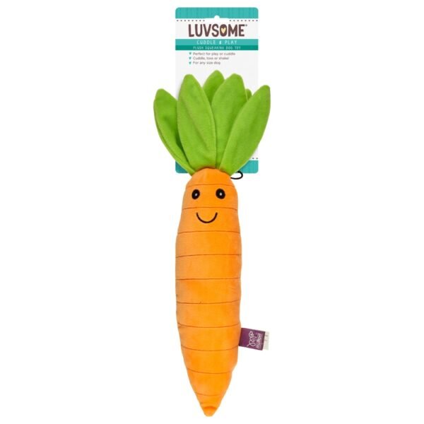 Luvsome Plush Carrot Dog Toy with Squeaker