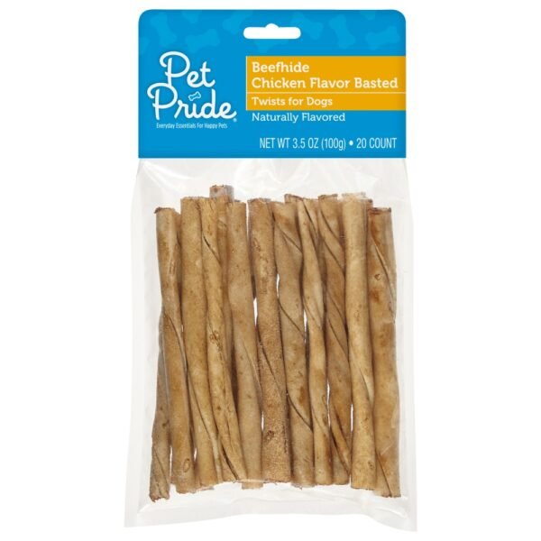 Pet Pride® Beefhide Chicken Flavor Basted Twists for Dogs