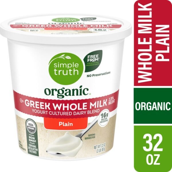 Simple Truth Organic® Plain Whole Milk Greek Yogurt Cultured Dairy Blend Tub