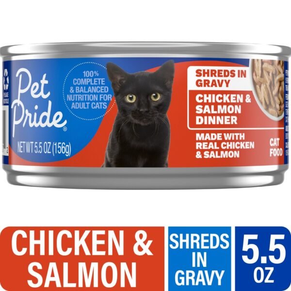 Pet Pride® Adult Wet Cat Food Chicken & Salmon Dinner in Gravy Shreds