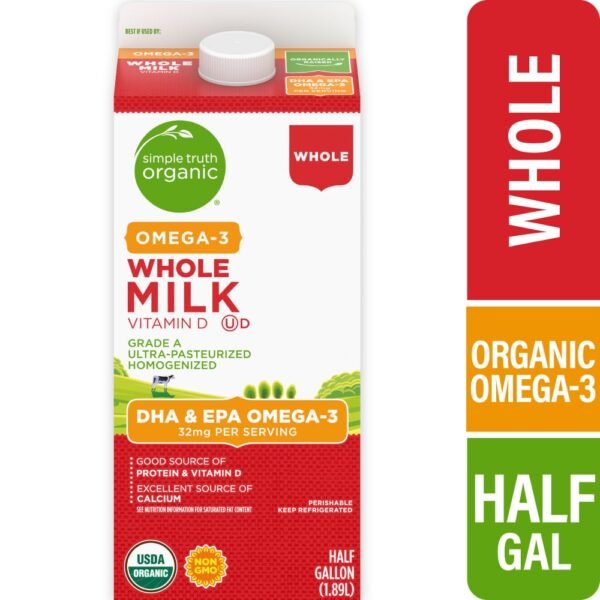 Simple Truth Organic® Vitamin D Whole Milk with DHA Omega-3 Half Gallon