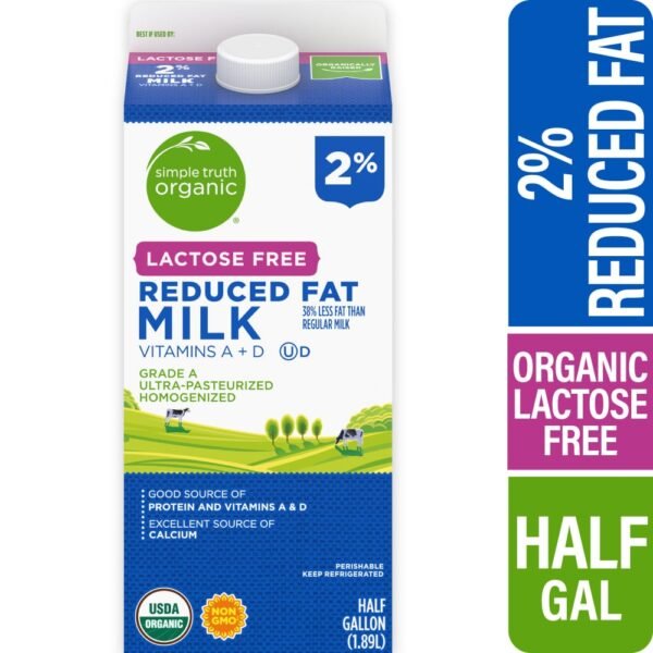 Simple Truth Organic® Lactose Free 2% Reduced Fat Milk Half Gallon