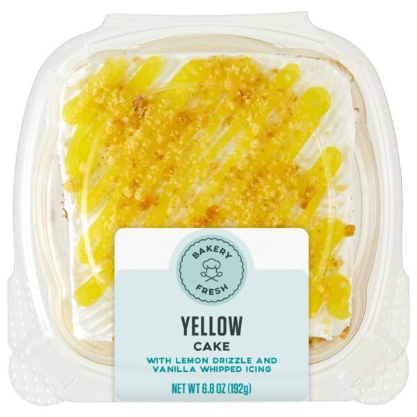Bakery Fresh Yellow Cake with Lemon Drizzle and Vanilla Icing Square