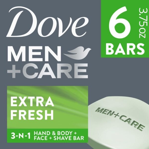 Dove Men+Care Extra Fresh Three in One Cleanser for Body Face and Shaving Bar Soap