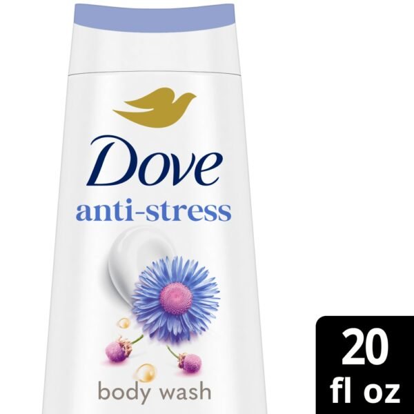 Dove Body Wash for 24hr Lotion-Anti-Stress Blue Chamomile & Oat Milk Moisturizing Skin Cleanser