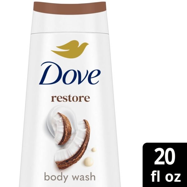 Dove Body Wash for 24hr Lotion-Soft Skin Restore Coconut & Cocoa Butter Moisturizing Skin Cleanser