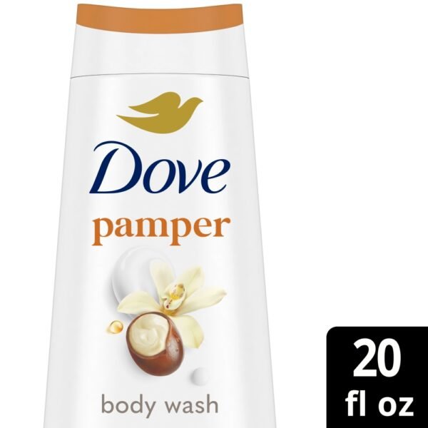 Dove Body Wash for 24hr Lotion-Soft Skin Pamper Shea Butter & Vanilla Moisturizing Skin Cleanser