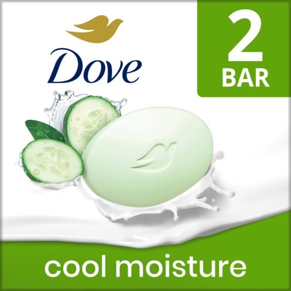 Dove Beauty Bar Soap for Refreshed Skin Cool Moisture Cucumber Green Tea Scent Leaves Skin Refreshed