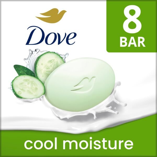 Dove Beauty Bar Soap for Refreshed Skin Cool Moisture Cucumber Green Tea Scent Leaves Skin Refreshed