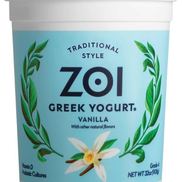 Zoi Vanilla Whole Milk Greek Yogurt Tub