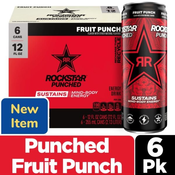 Rockstar® Punched Fruit Punch Energy Drink Multipack Sleek Cans