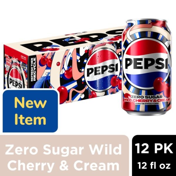 Pepsi® Zero Sugar Wild Cherry & Cream Soda Cans