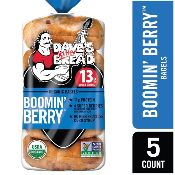 Dave’s Killer Bread® Boomin’ Berry® Bagels, Cranberry, Blueberry, Blackberry and Acai Bagels