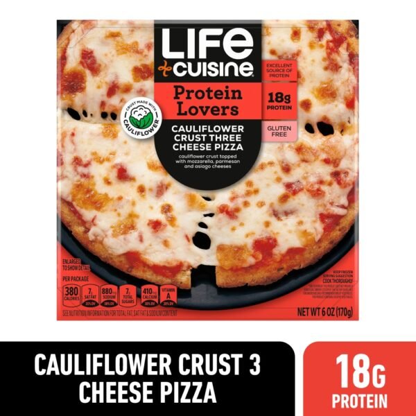 Life Cuisine Frozen Pizza Cauliflower Crust Three Cheese Pizza High Protein Gluten Free Dinner