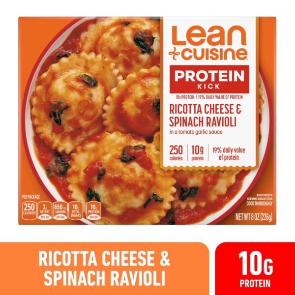Lean Cuisine Frozen Meal Ricotta Cheese & Spinach Ravioli Protein Kick Microwave Meal Frozen Dinner