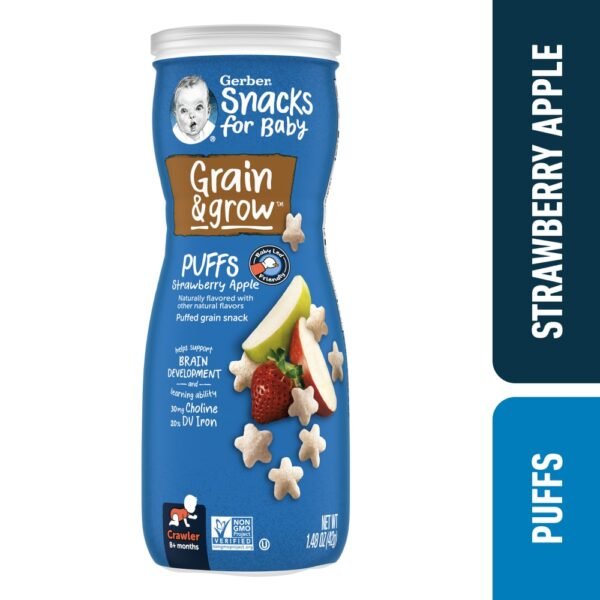 Gerber Snacks for Baby Grain and Grow Puffs Strawberry Apple