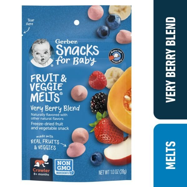 Gerber Snacks for Baby Fruit and Veggie Melts Baby Snack Very Berry Blend 1 oz Bag