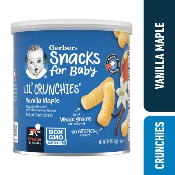 Gerber Snacks for Baby Lil Crunchies Baked Grain Vanilla Maple