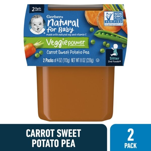 Gerber 2nd Foods Natural for Baby Veggie Power Baby Food Carrot Sweet Potato Pea