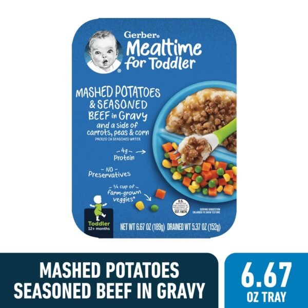 Gerber® Toddler Mashed Potatoes & Seasoned Beef in Gravy Meals