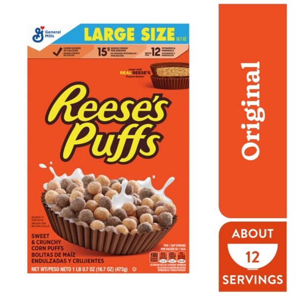 General Mills Reese’s Puffs Chocolatey Peanut Butter Large Size Cereal