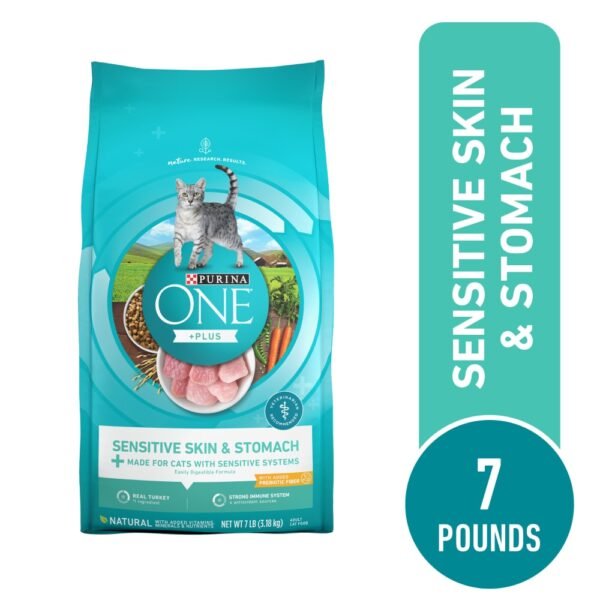 Purina ONE +Plus Sensitive Skin & Stomach Adult Dry Cat Food Real Turkey