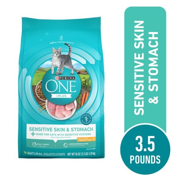 Purina ONE +Plus Sensitive Skin & Stomach Adult Dry Cat Food Real Turkey