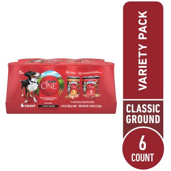 Purina ONE Classic Ground Wet Dog Food Variety Pack Chicken and Brown Rice and Beef and Brown Rice