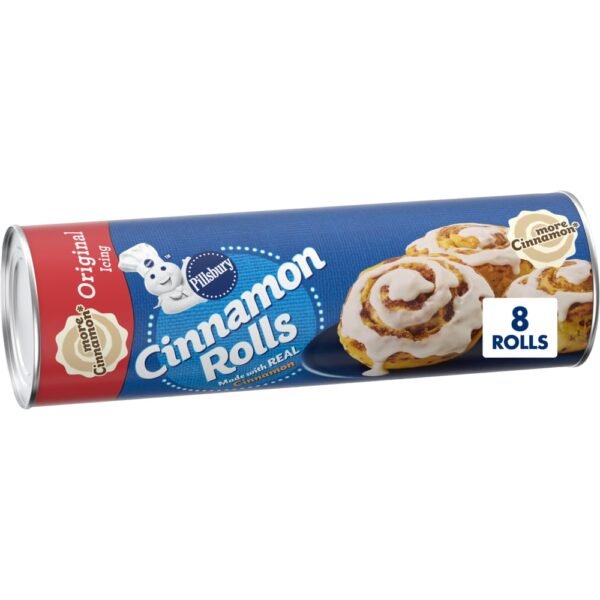 Pillsbury Cinnamon Rolls with Original Icing, Refrigerated Canned Pastry Dough, 8 Rolls, 12.4 oz