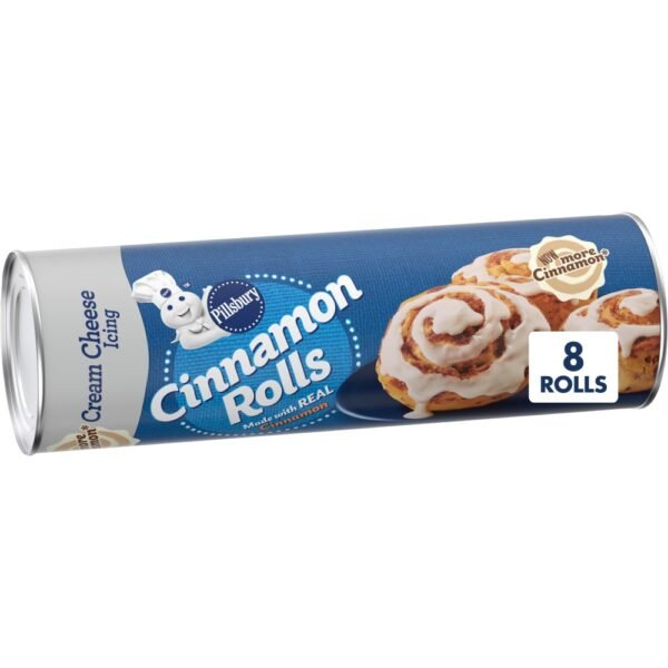 Pillsbury Cinnamon Rolls with Cream Cheese Icing, Refrigerated Canned Pastry Dough, 8 ct., 12.4 oz