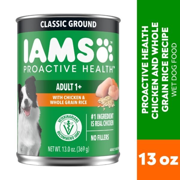 Iams Proactive Health Adult Canned Wet Dog Food Classic Ground with Chicken and Whole Grain Rice