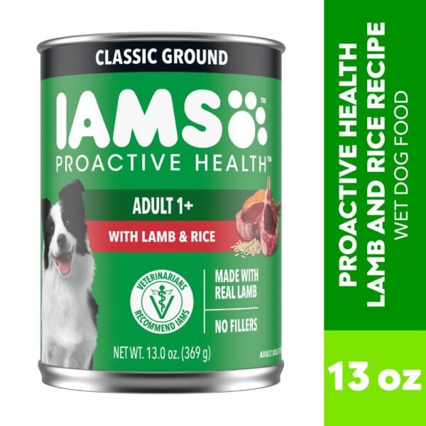 Iams Proactive Health Adult Canned Wet Dog Food Classic Ground with Lamb & Rice