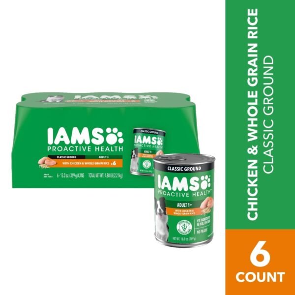 Iams Proactive Health Adult Canned Wet Dog Food Classic Ground Chicken and Rice Multipack