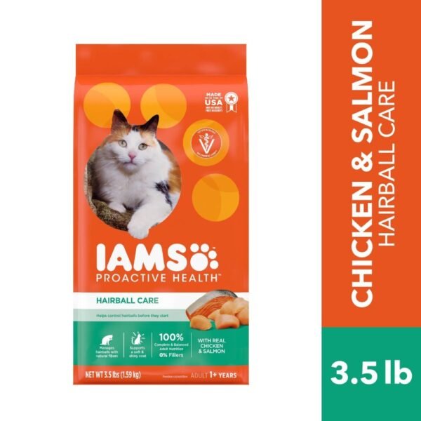 Iams Proactive Health Adult Dry Cat Food Hairball Care Chicken and Salmon