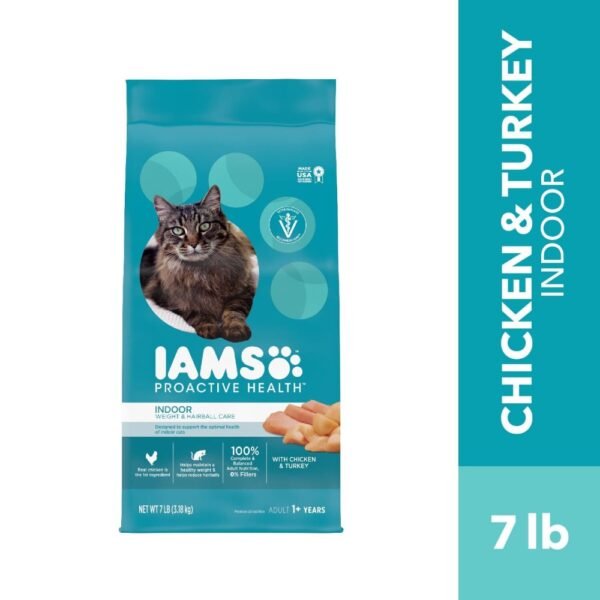 Iams Proactive Health Adult Dry Cat Food Indoor Weight Control & Hairball Care Chicken & Turkey