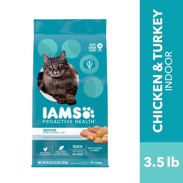 Iams Proactive Health Adult Dry Cat Food Indoor Weight Control & Hairball Care Chicken & Turkey