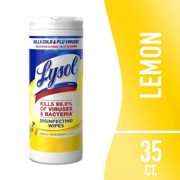 Lysol Disinfecting Wipes, Sanitizing Antibacterial Cleaning Wipes, Lemon and Lime Blossom, 35 ct