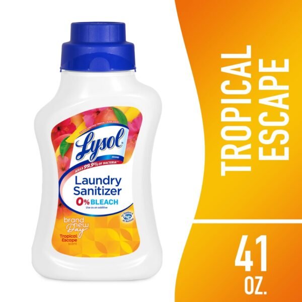 Lysol Brand New Day Laundry Sanitizer, Odor Eliminator 0% Bleach, Tropical Escape, 41 fl oz