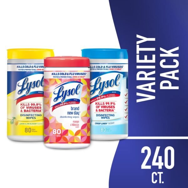 Lysol Disinfecting Wipes, Sanitizing Antibacterial Cleaning Wipes, Variety Pack, 3 pk of 80 ct