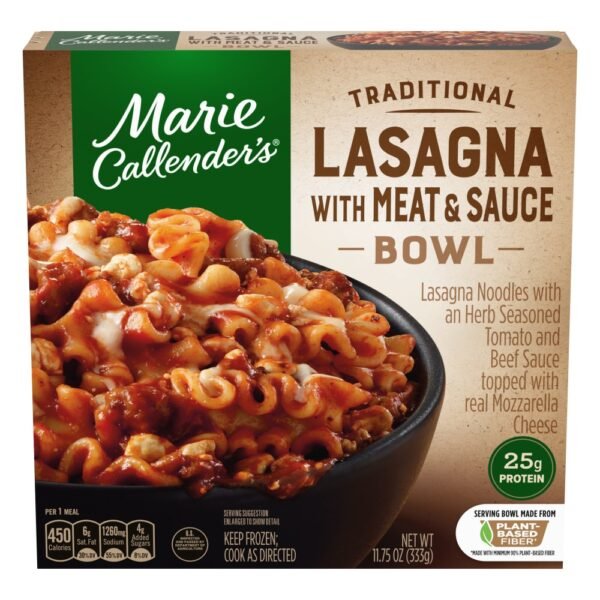 Marie Callender’S Lasagna With Meat & Sauce Bowl With Mozzarella Cheese Frozen Meal