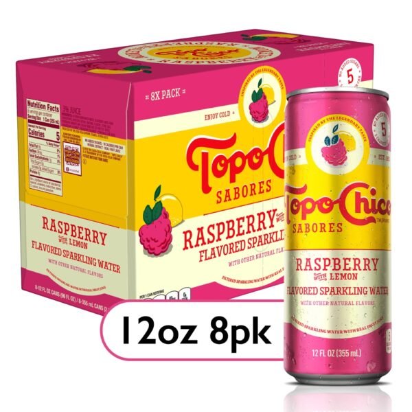Topo Chico Sabores Raspberry with Lemon Sparkling Water Cans