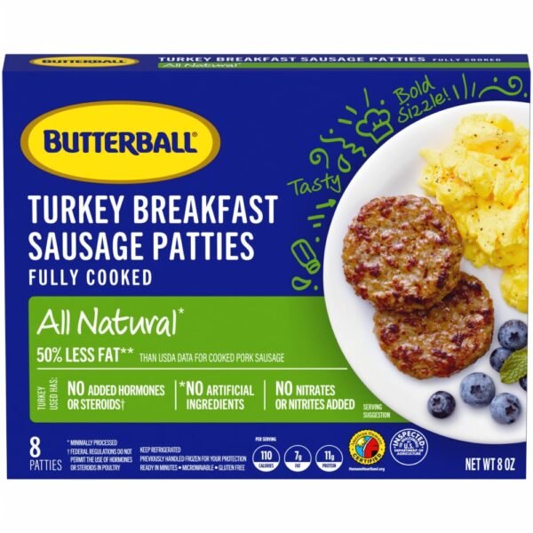 Butterball All Natural Turkey Breakfast Sausage Patties, 8 Patties