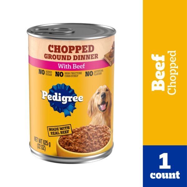 Pedigree Chopped Ground Dinner Adult Canned Soft Wet Dog Food Beef